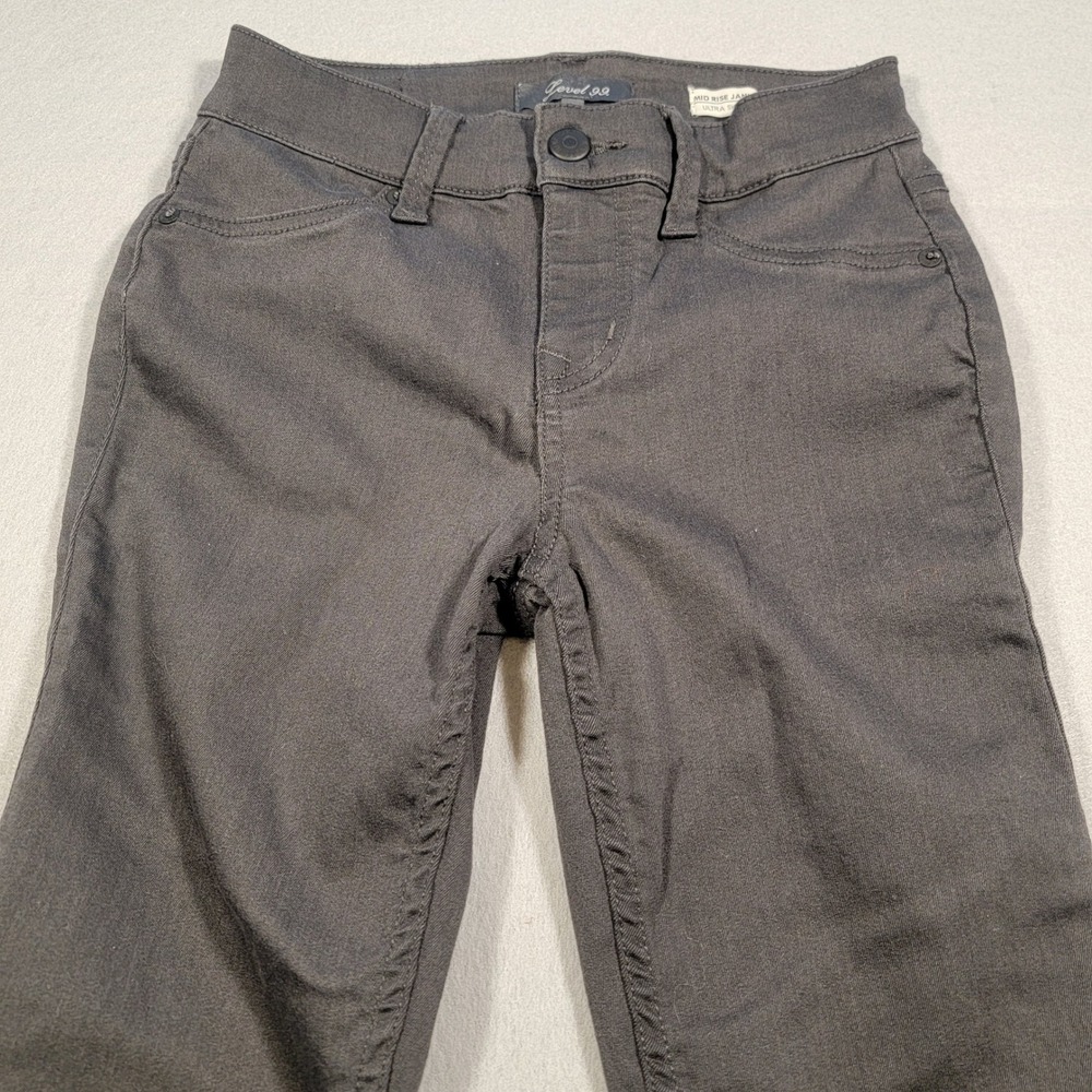 Anthropologie Level 99 Jeans Mid Rise Janice Ultra Skinny Black Denim Womens XS
